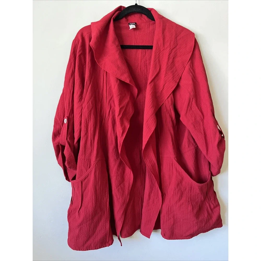 GUMPS San Francisco Red Size XL Lagenlook Tunic Boho Artsy Top Lightweight